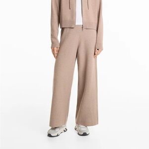 Oysho Wide Leg Tan Knit Pants